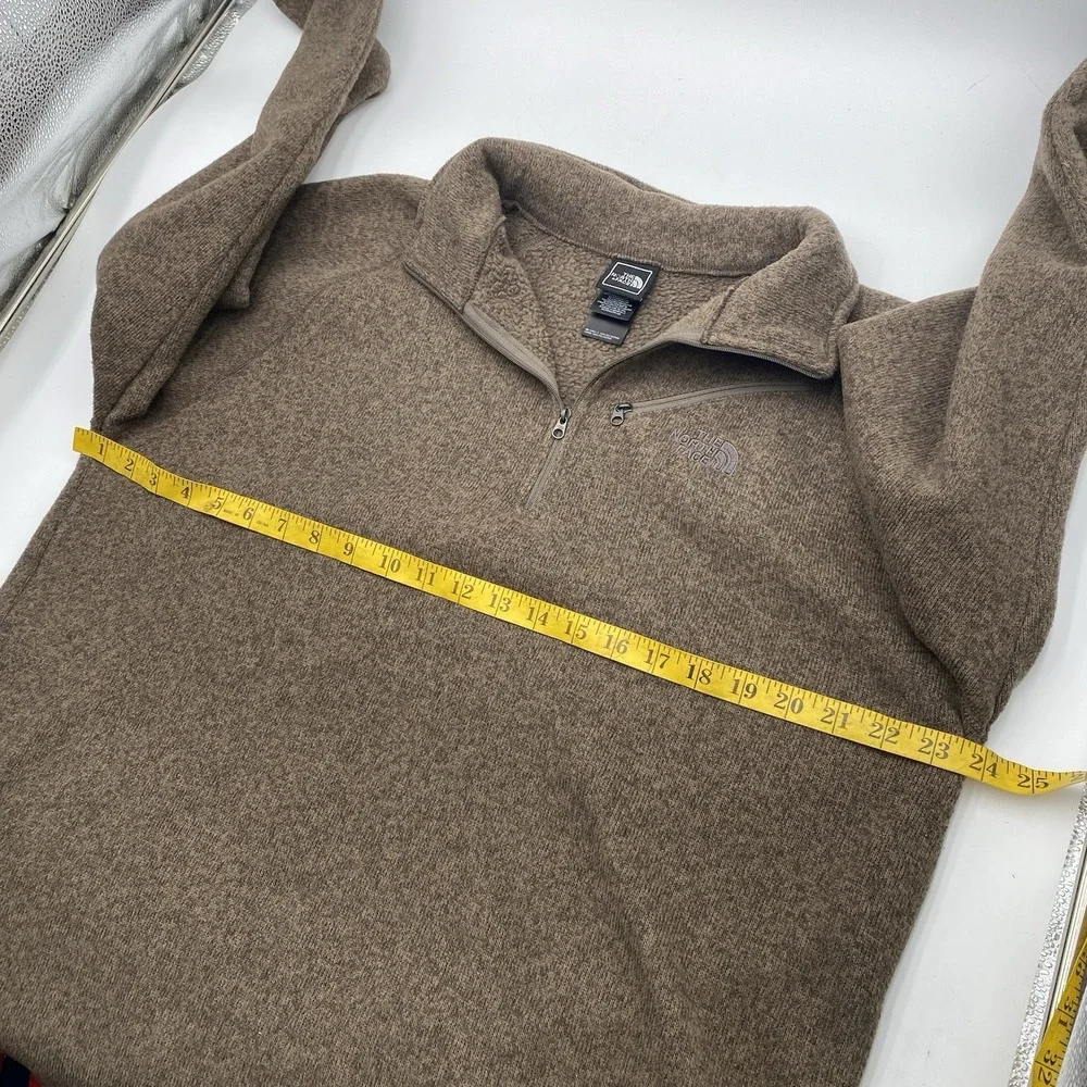The North Face Jacket Men's Large Brown Fleece 1/4 Zip Up Pullover Mock Neck LNC